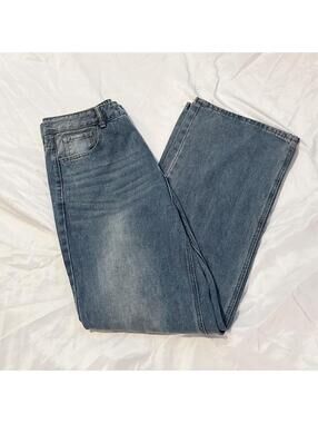 Medium Wash High Waisted Wide Leg Jeans